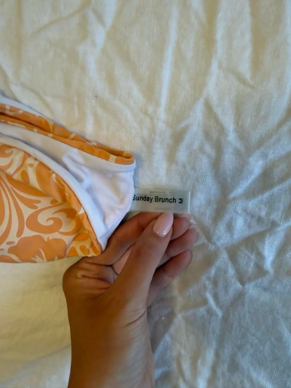 Sunday brunch bikini set with orange and white Hawaiian floral print